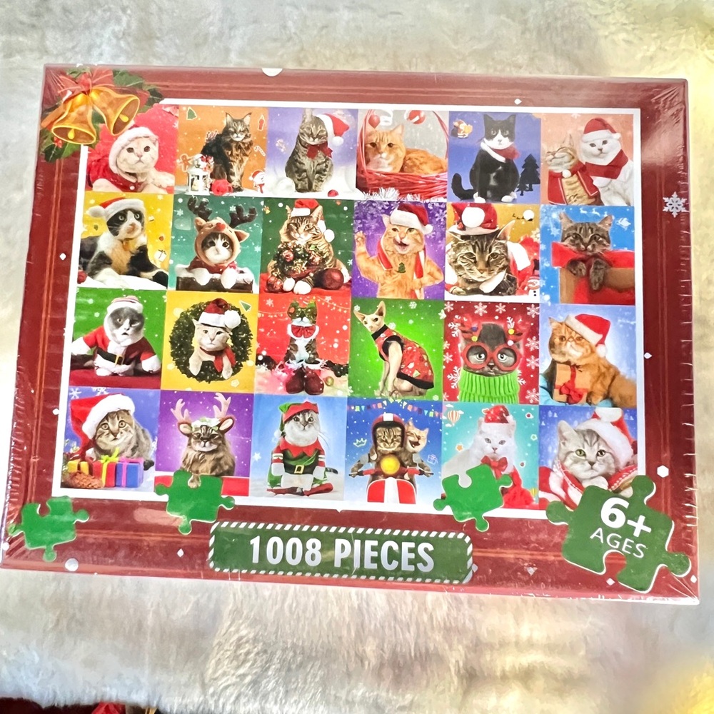 NEW Cat Collage Jigsaw Puzzle Merry Christmas 1008 Pieces Pet Lover Cat Mom Dad